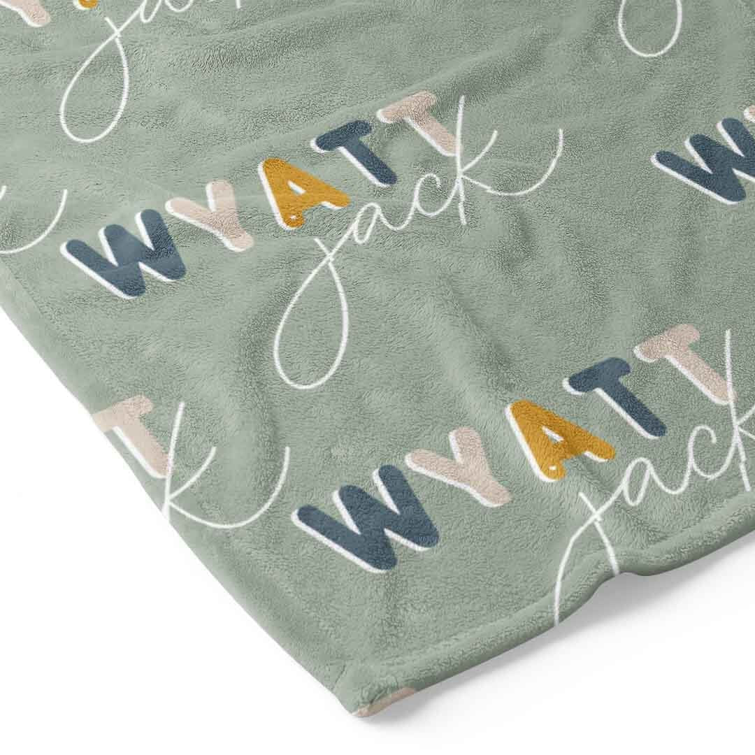 Dusty Moss Retro Personalized Toddler Blanket