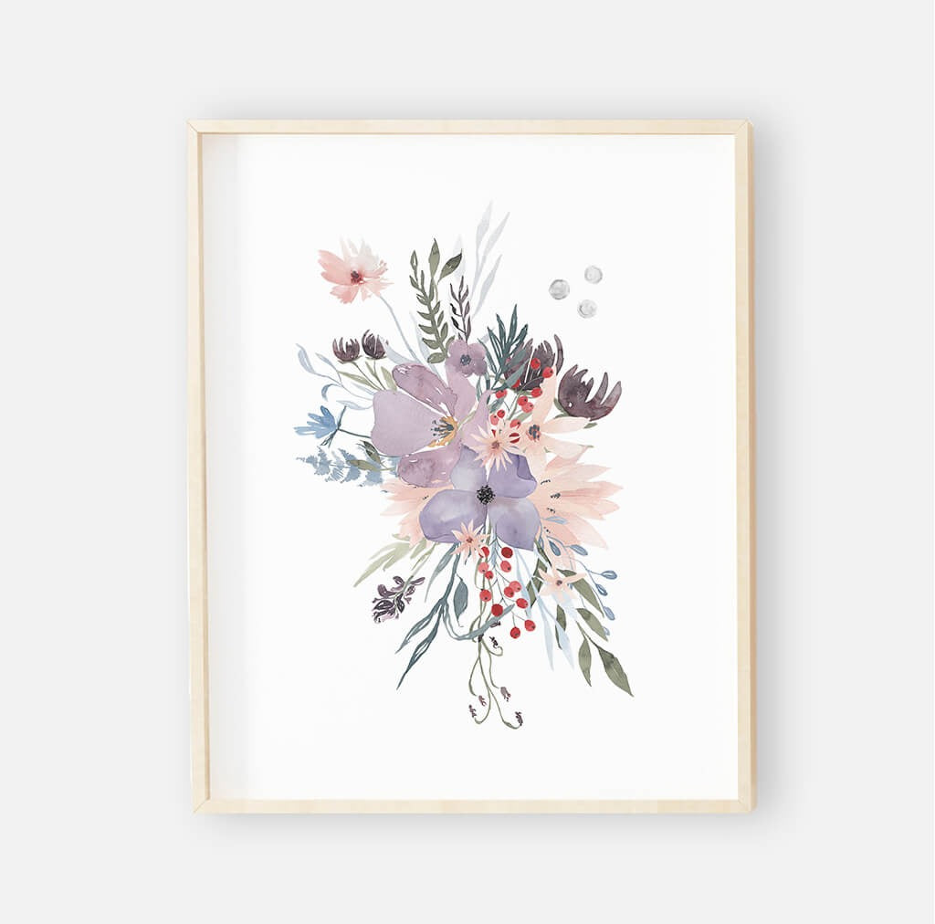 Rowan's Dusty Purple Floral Digital Nursery Art Group