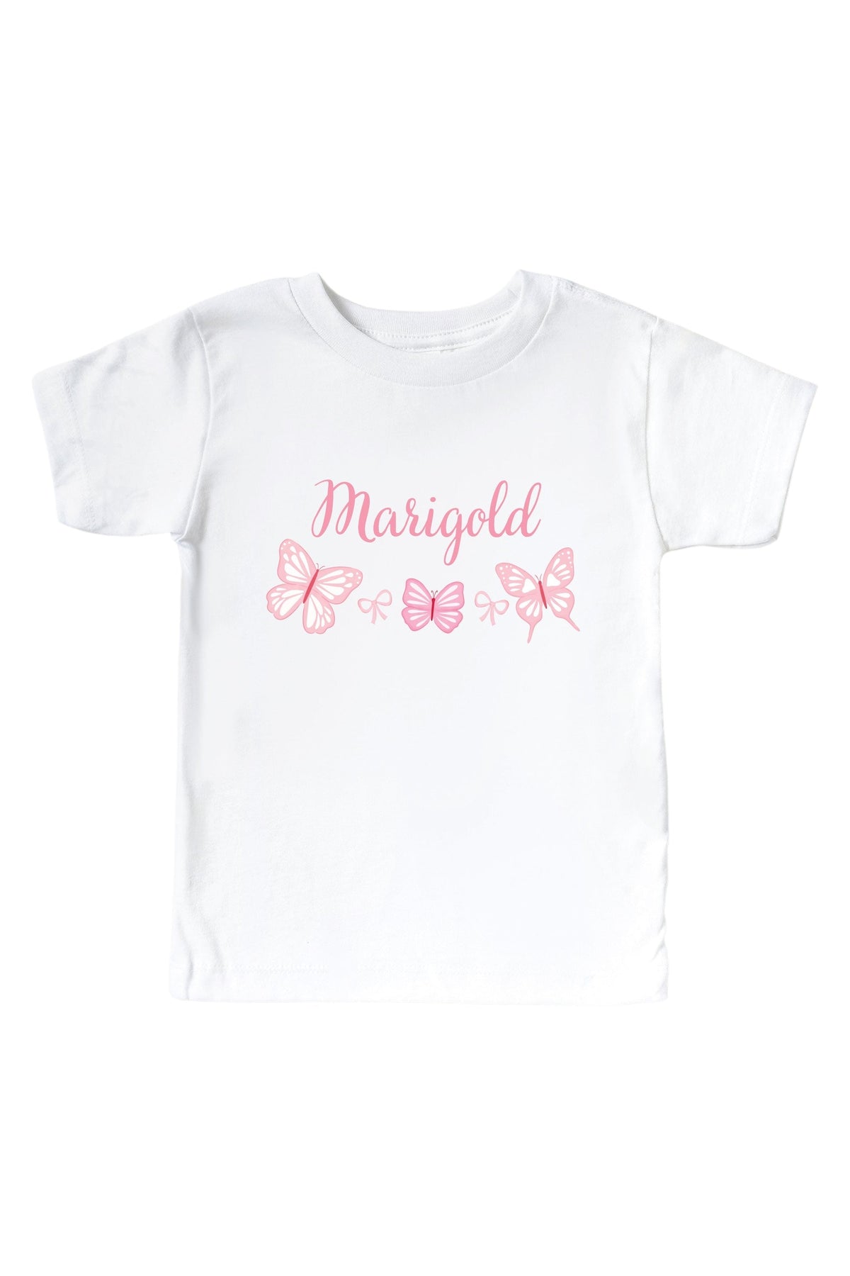 Personalized Blooming Butterflies Graphic Bodysuit & Kids Tee | White