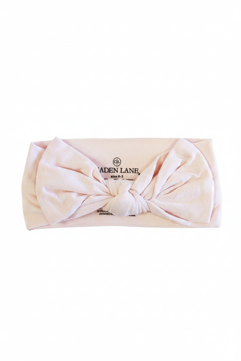 Solid Blush Knit Large Bow Headwrap