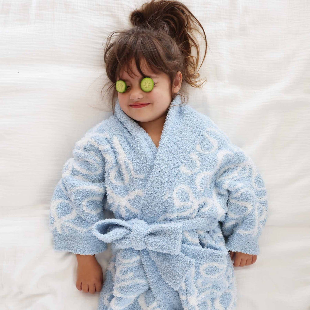 CuddleLaneTM Kids Robe | Blue-tiful Bows