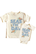 Seas The Day Graphic Bodysuit & Kids Tee | Natural