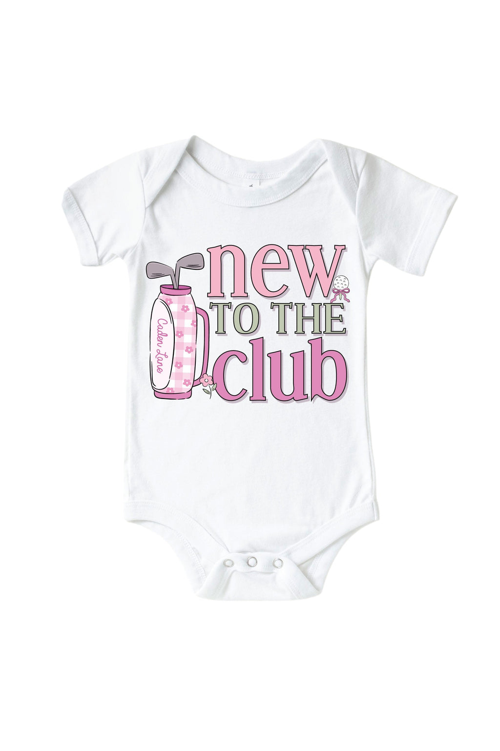 New To The Club Pink Graphic Bodysuit & Kids Tee | White