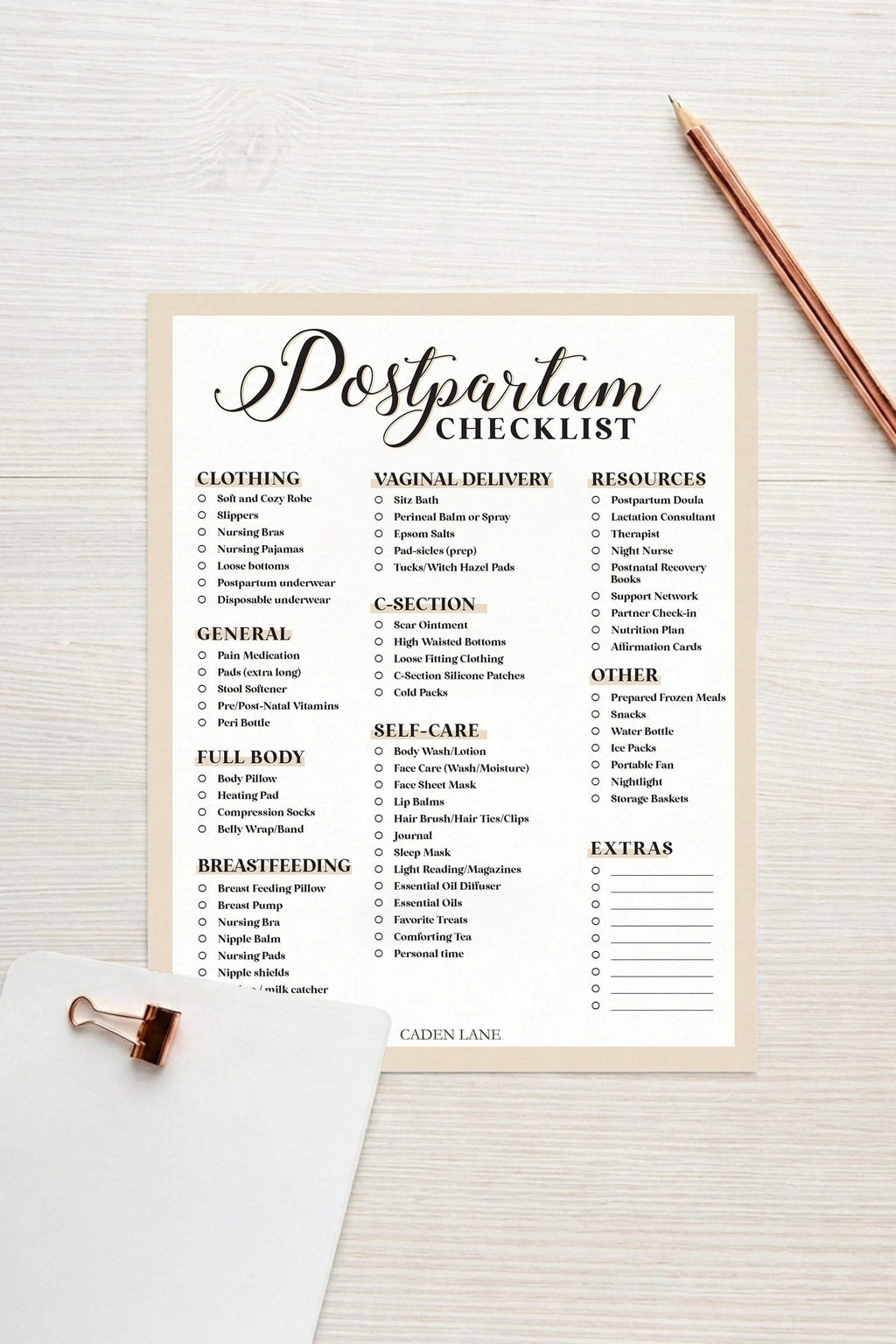 Postpartum Checklist - Free Digital Download