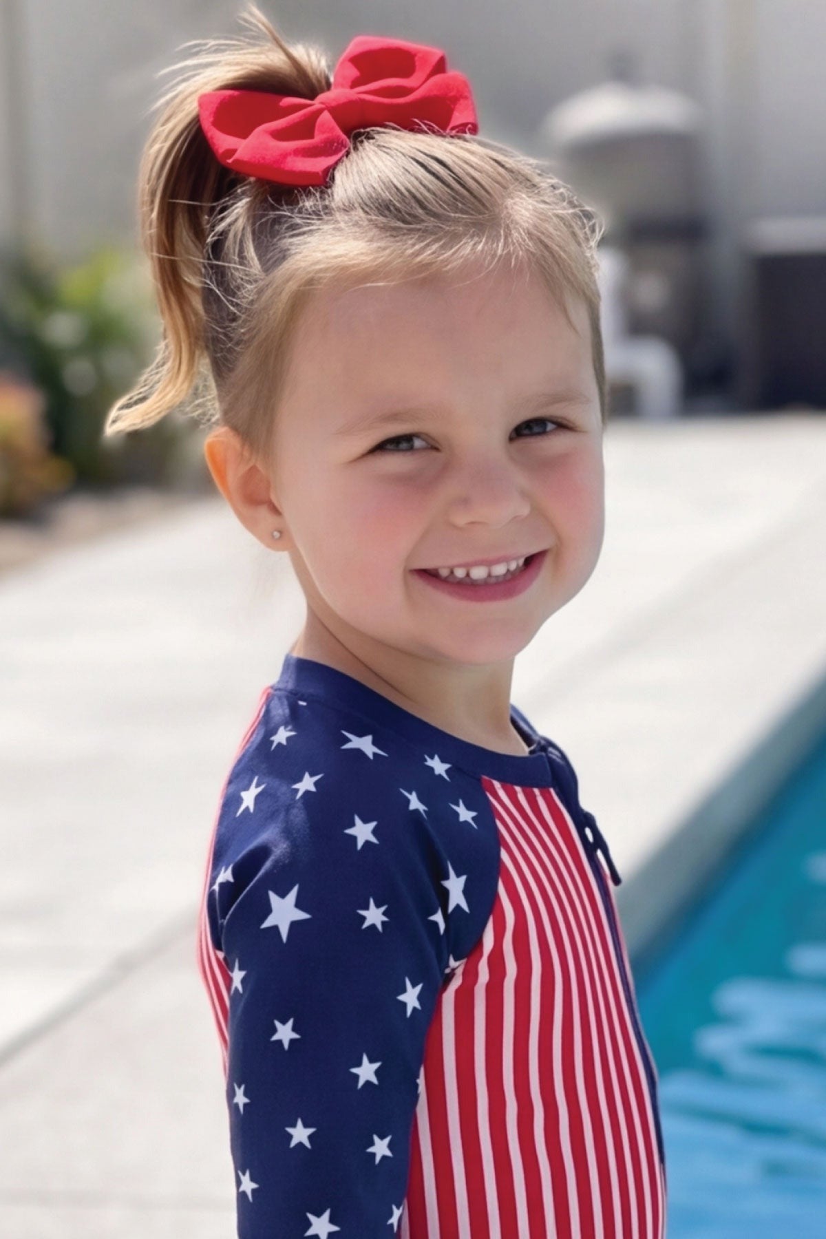 Long Sleeve Rash Guard with Front Zipper | Stars & Stripes Party