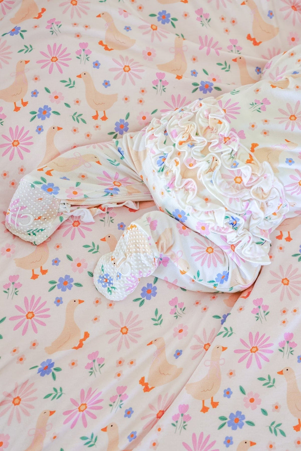 Ruffle Bamboo Zipper Footie | Loosey Goose
