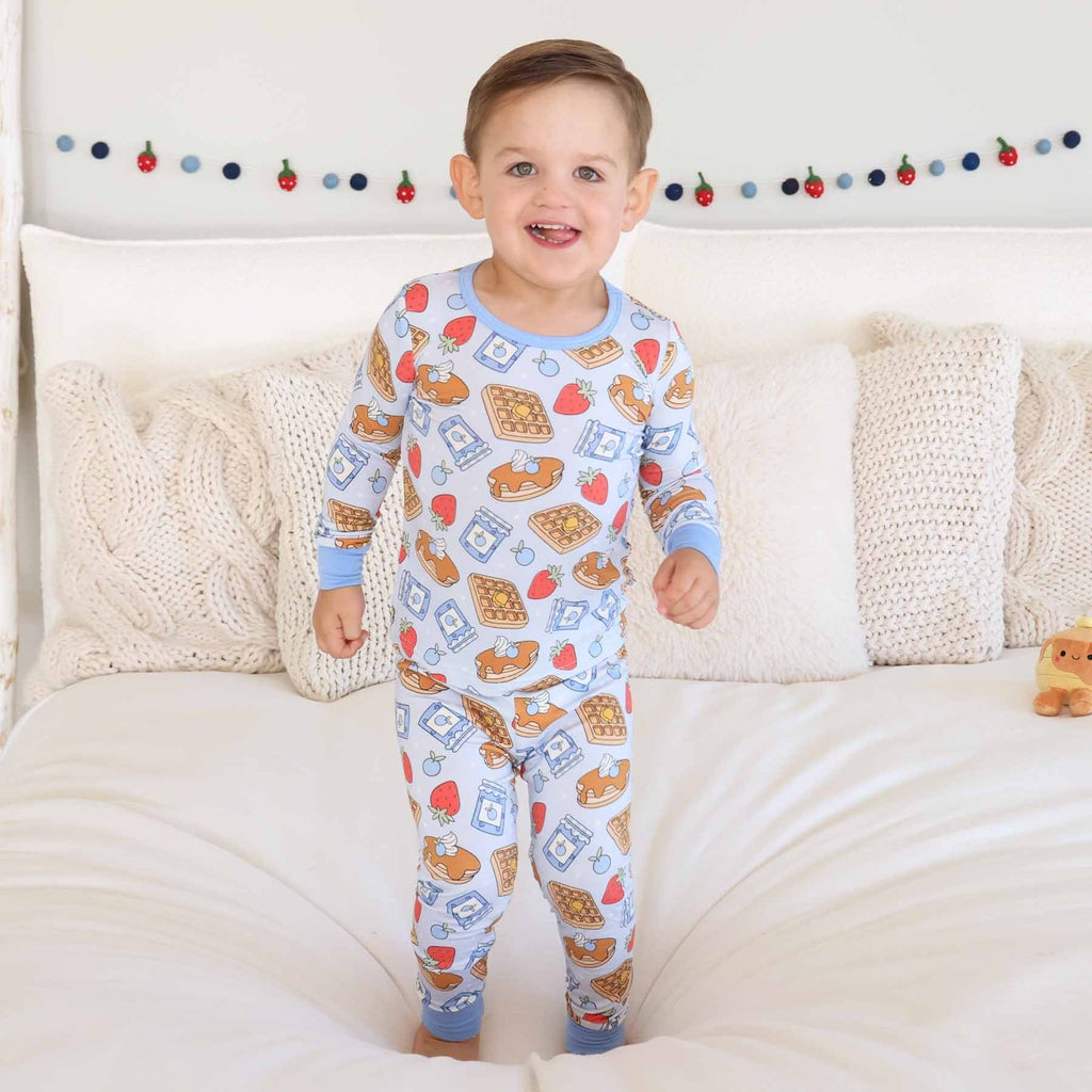 Sweet Stacks Two Piece Pajama Set | Blue