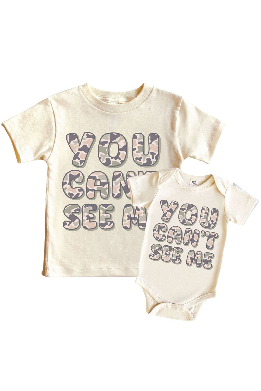 You Can't See Me Graphic Bodysuit & Kids Tee | Natural
