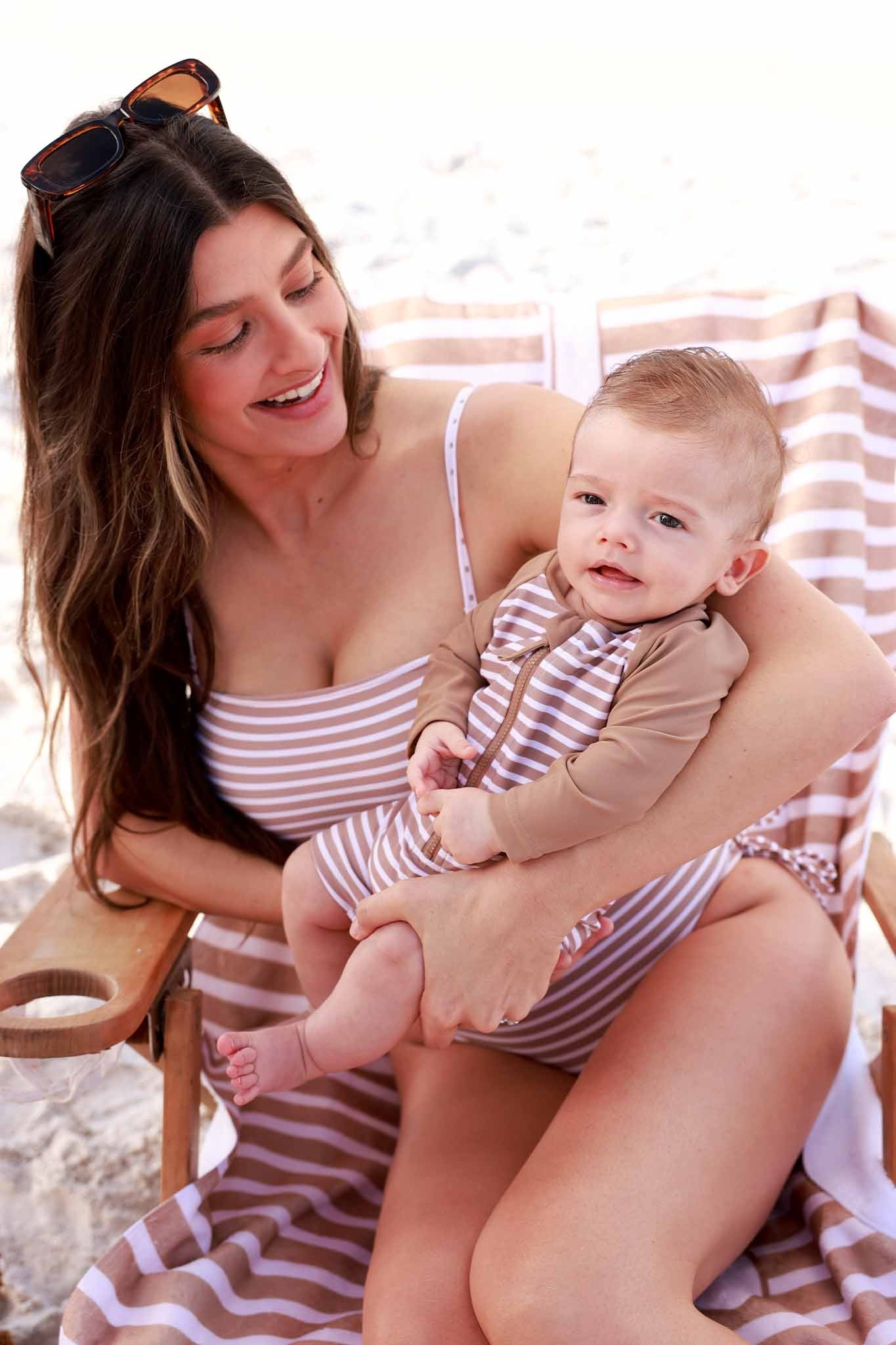 Women's Removable Strap One Piece | Sandy Stripes