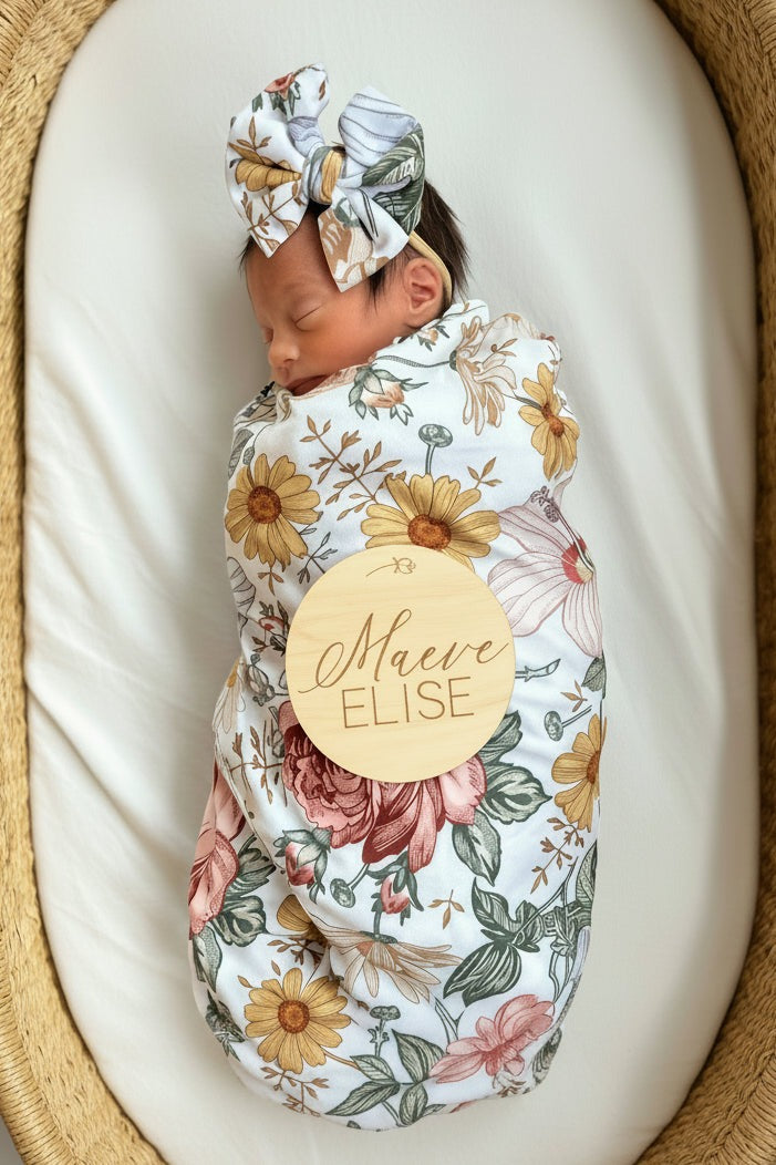 Peyton's Vintage Floral Knit Bow Headband