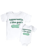 Apparently, I Like Golf Graphic Bodysuit & Kids Tee | White