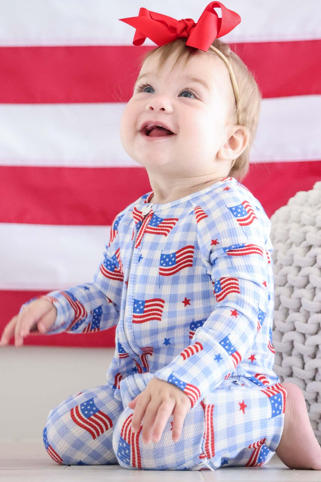 Bamboo Waffle Convertible Zip Romper | Star-Spangled Picnic