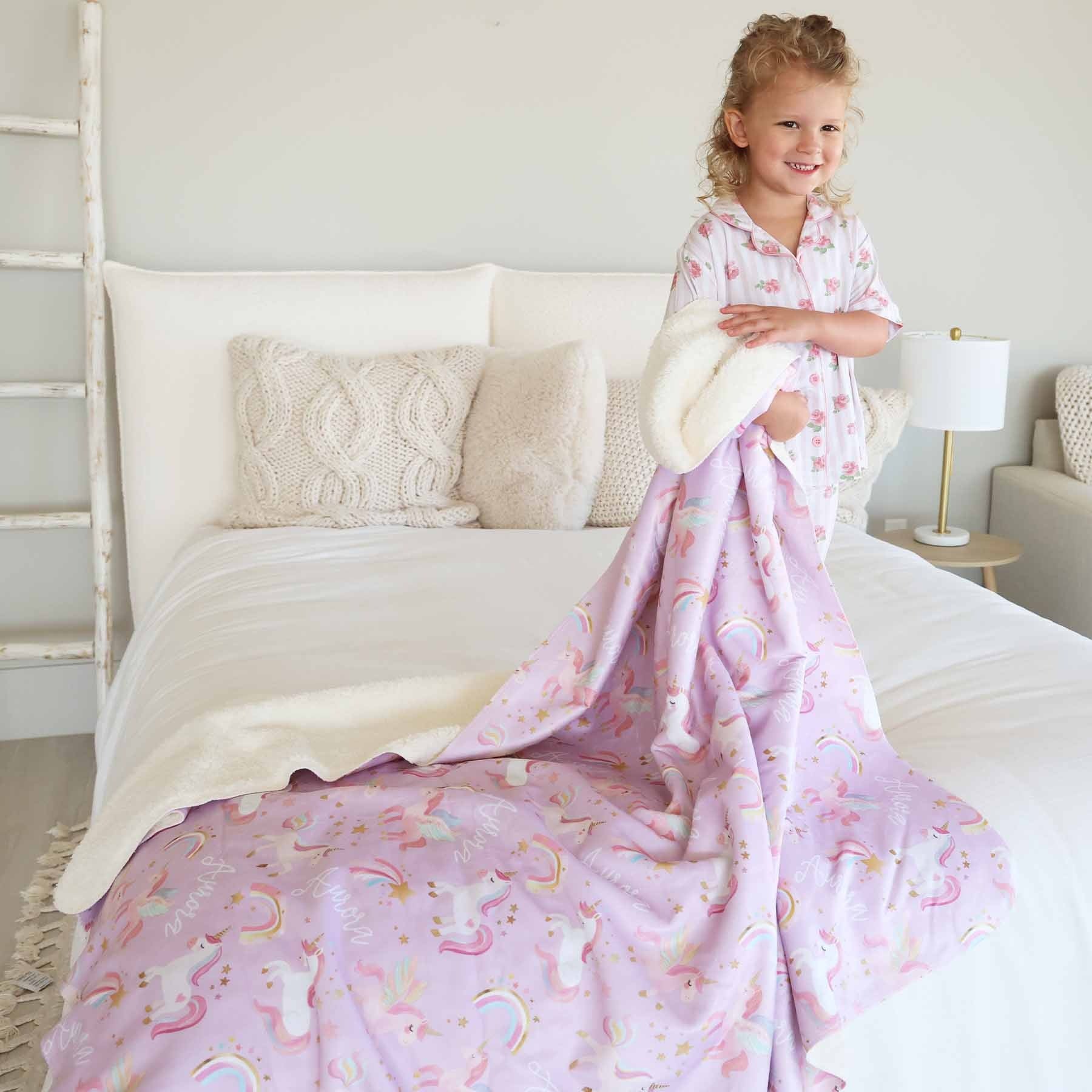 Personalized Sherpa Kids Blanket | Rainbow Magic