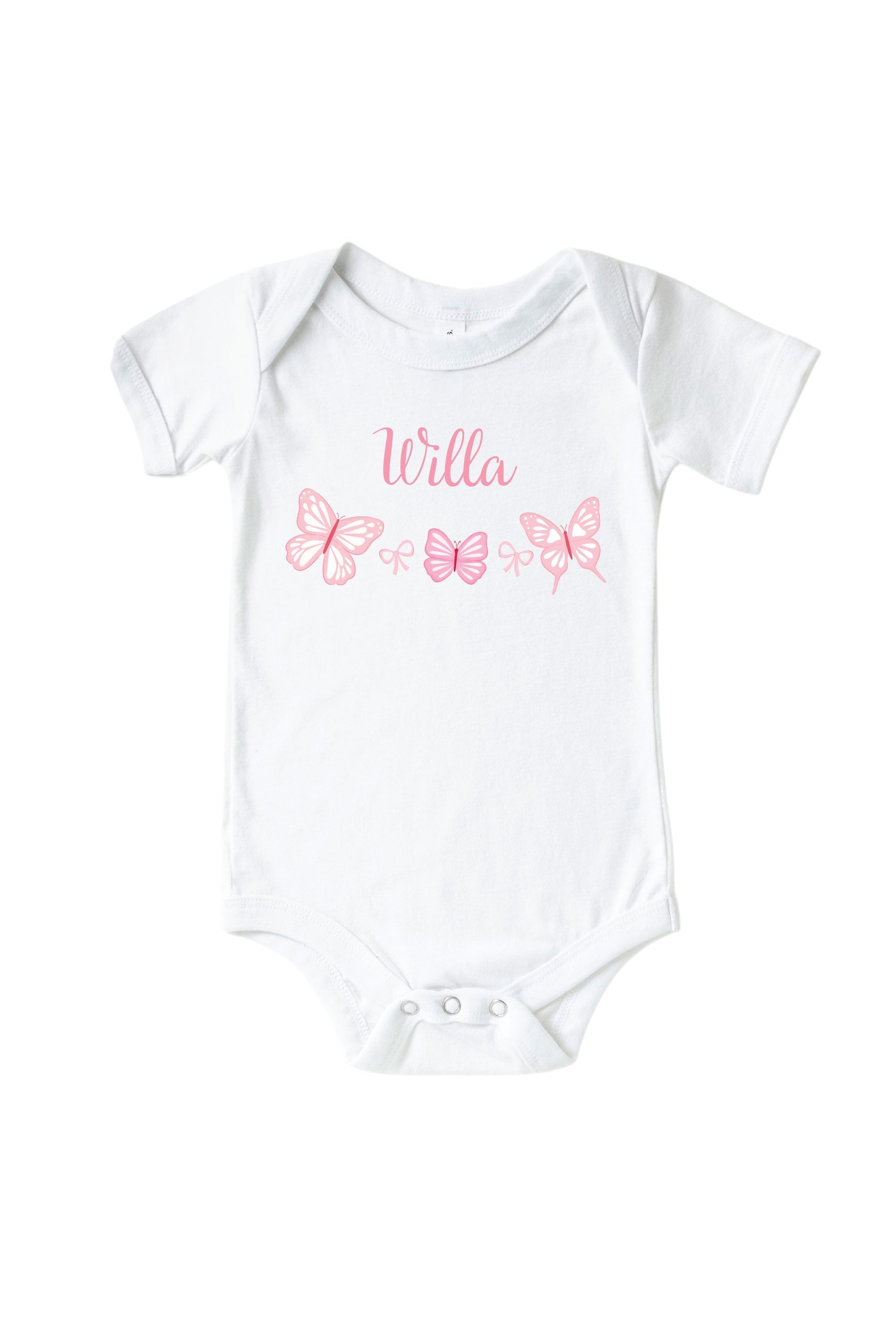 Personalized Blooming Butterflies Graphic Bodysuit & Kids Tee | White