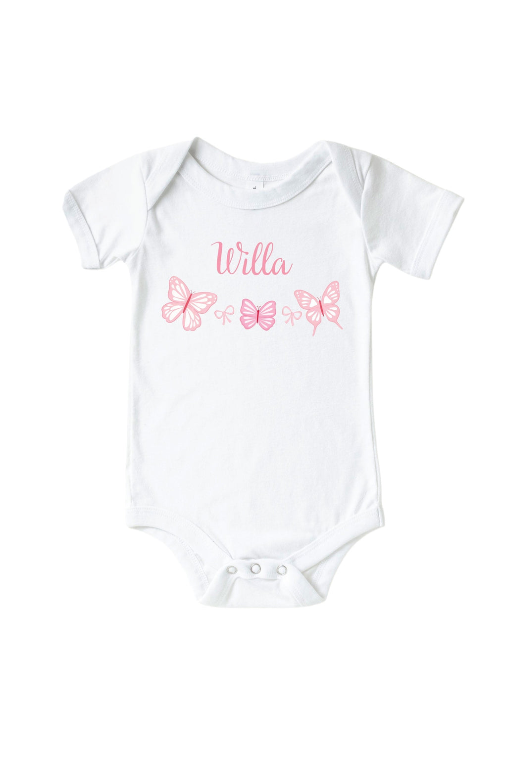 Personalized Blooming Butterflies Graphic Bodysuit & Kids Tee | White