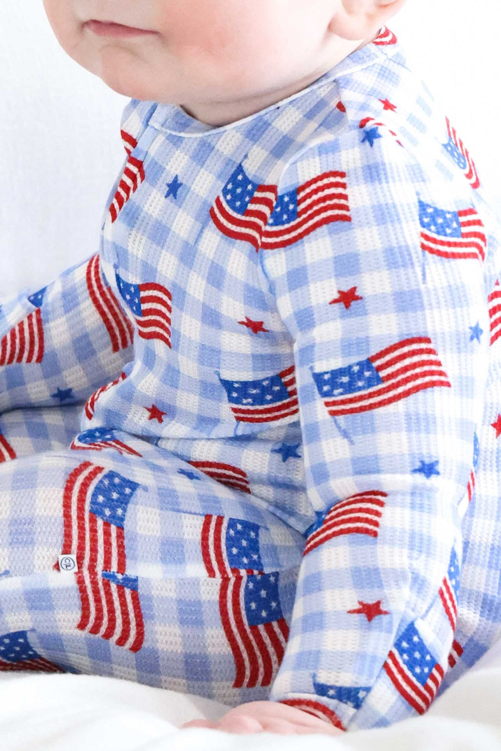 Bamboo Waffle Zipper Footie | Star-Spangled Picnic
