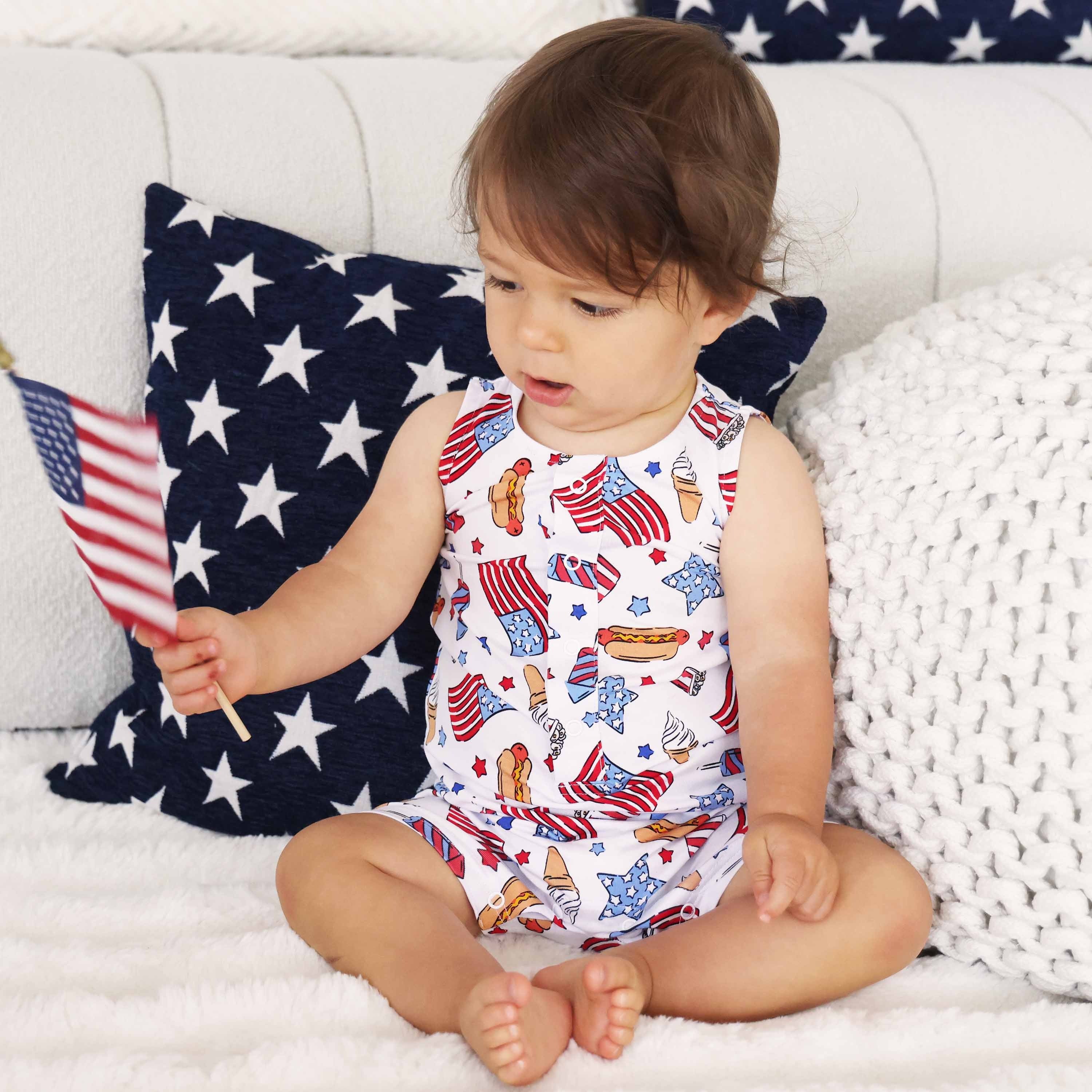 Sleeveless Snap Romper | Party in the USA Fireworks