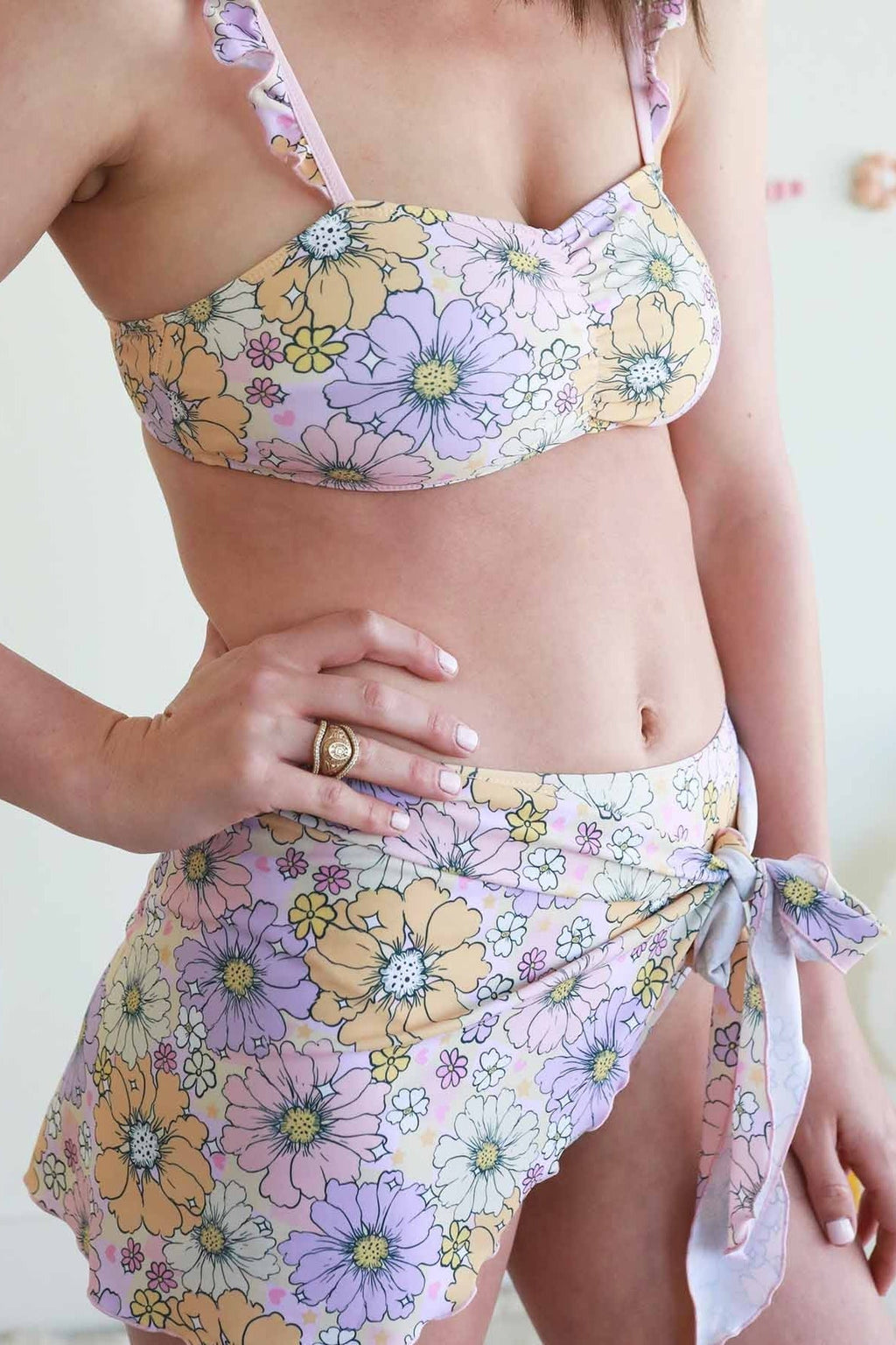 Women's Bikini with High Waisted Bottom | Disco Daisies