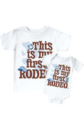 First Rodeo Blue Graphic Bodysuit & Kids Tee | White