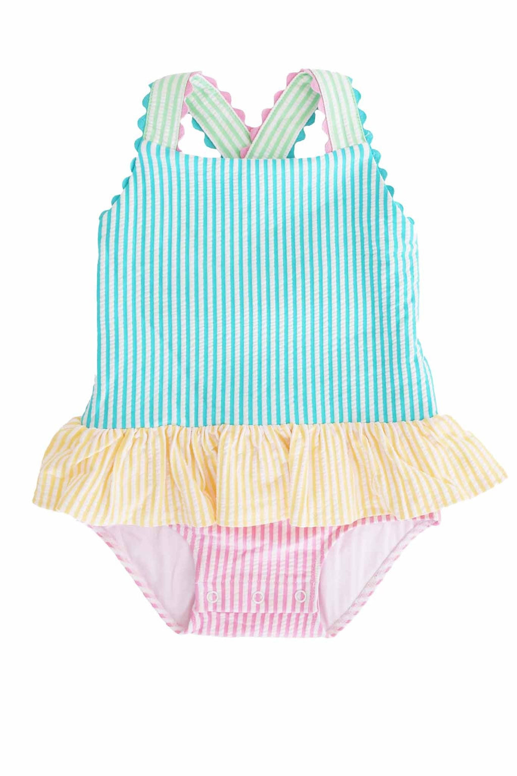One-Piece Skirt with Bow Back | Multicolor Seersucker