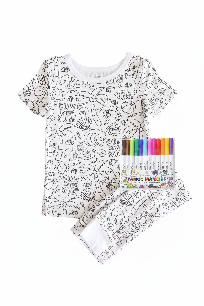 Colorable Two Piece Pajama Set | Beach Bash