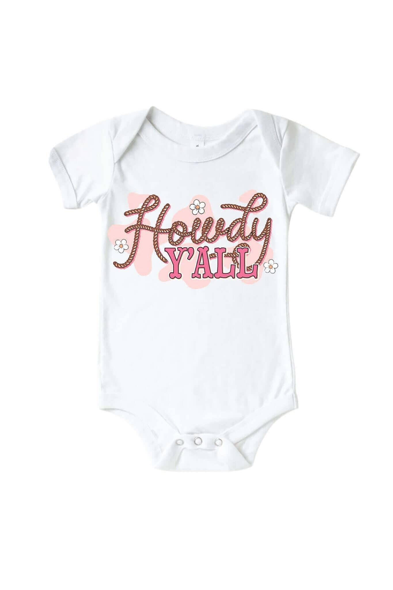 Howdy Y'all Pink Graphic Bodysuit & Kids Tee | White