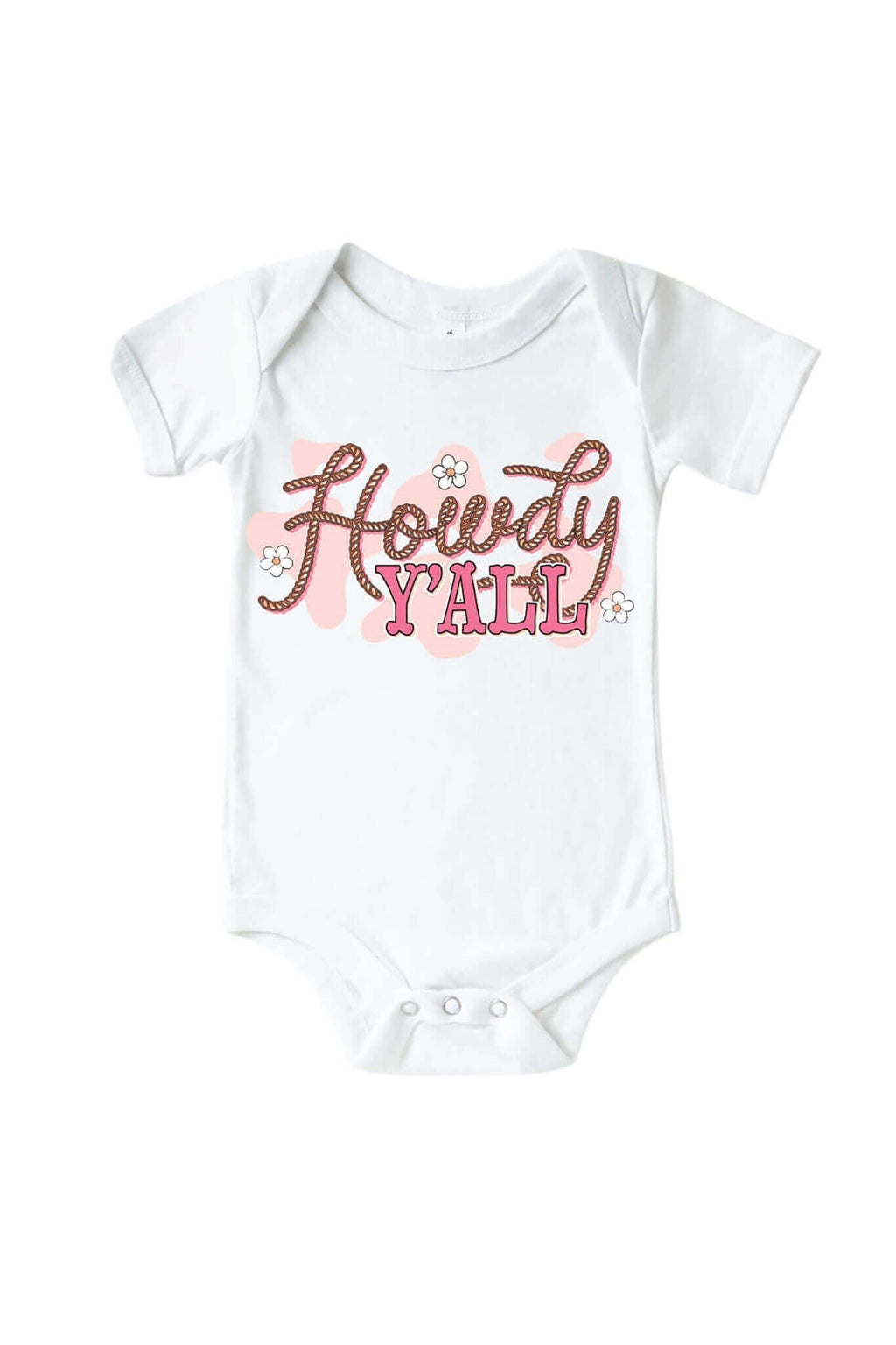Howdy Y'all Pink Graphic Bodysuit & Kids Tee | White