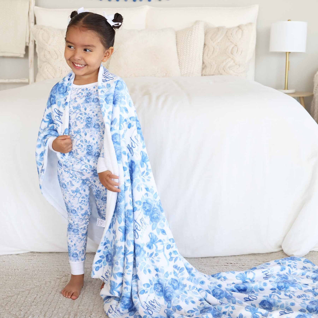 Betsy's Blooms Personalized Kids Blanket