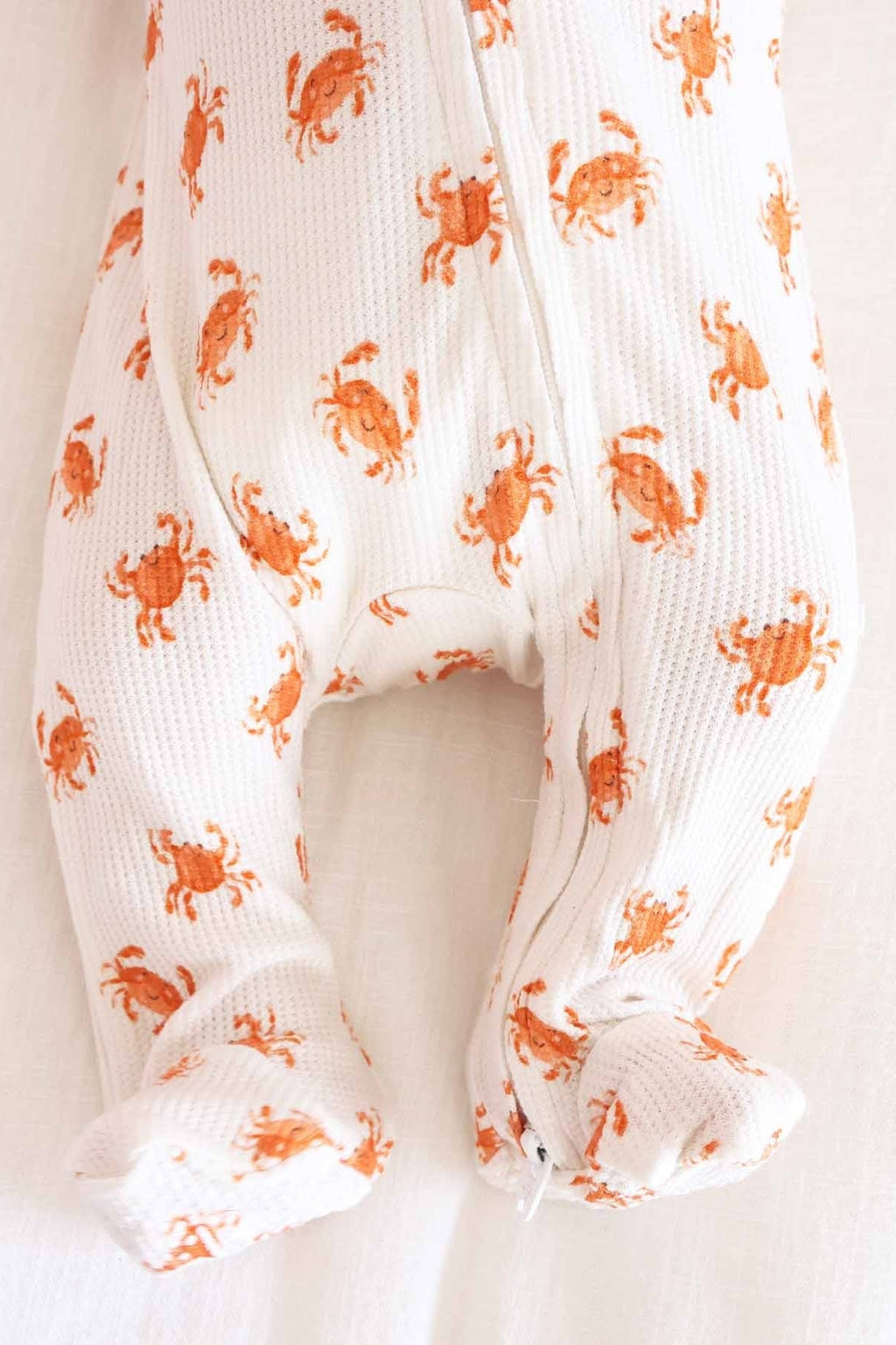 Cutie Crabs Bamboo Waffle Zipper Footie