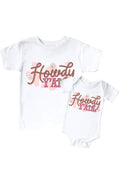 Howdy Y'all Pink Graphic Bodysuit & Kids Tee | White