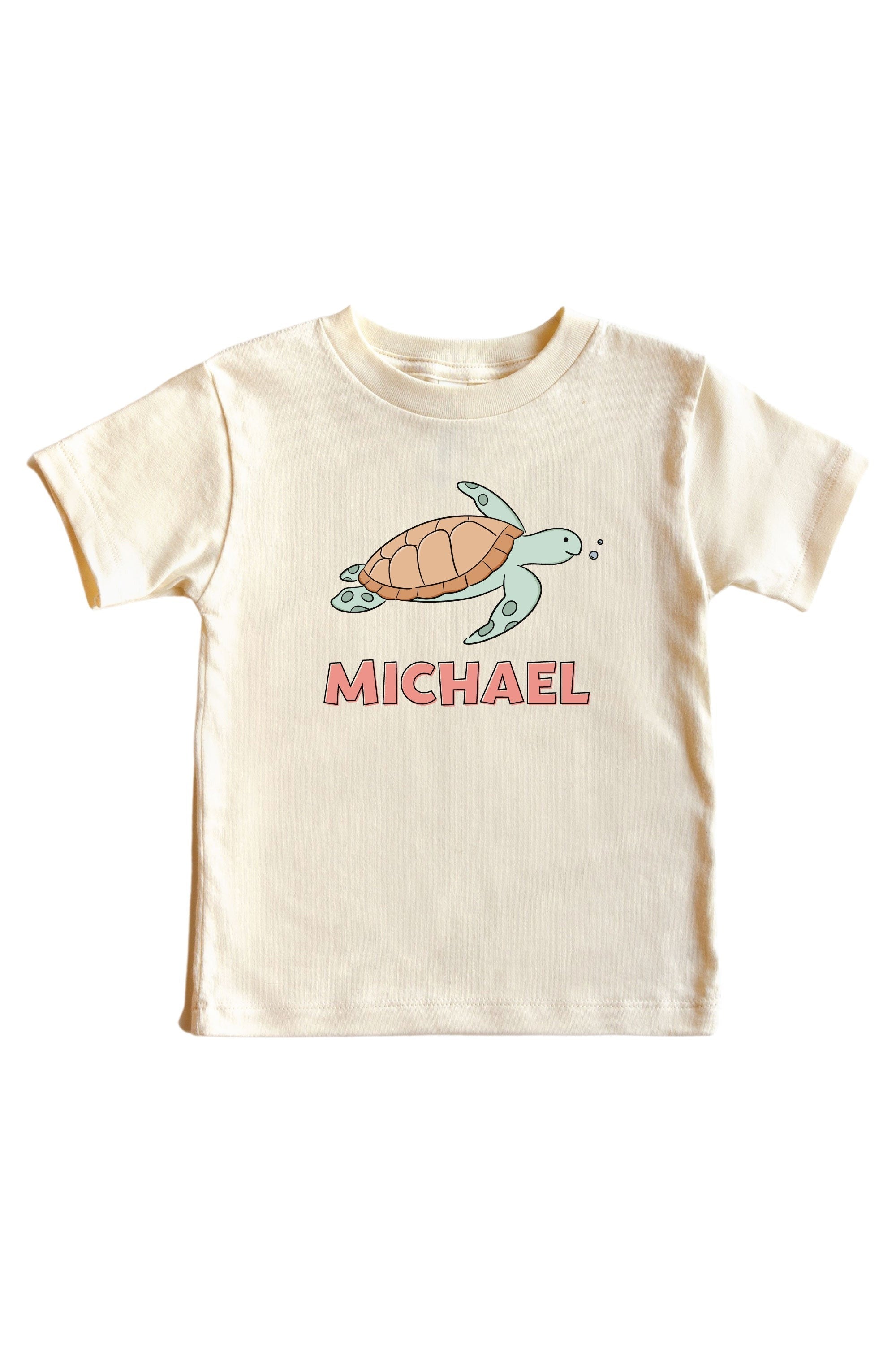 Personalized Turtley Rad Graphic Bodysuit & Kids Tee | Natural