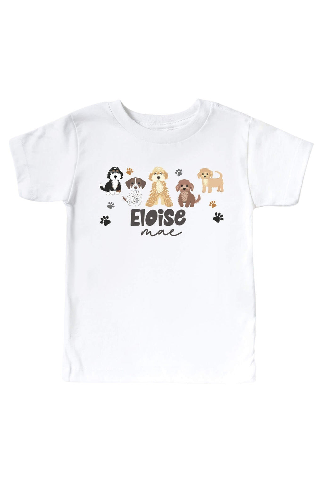 Personalized Puppy Pals Kids Graphic Tee | White