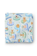 Personalized Swaddle Blanket | Poolside Pups Blue