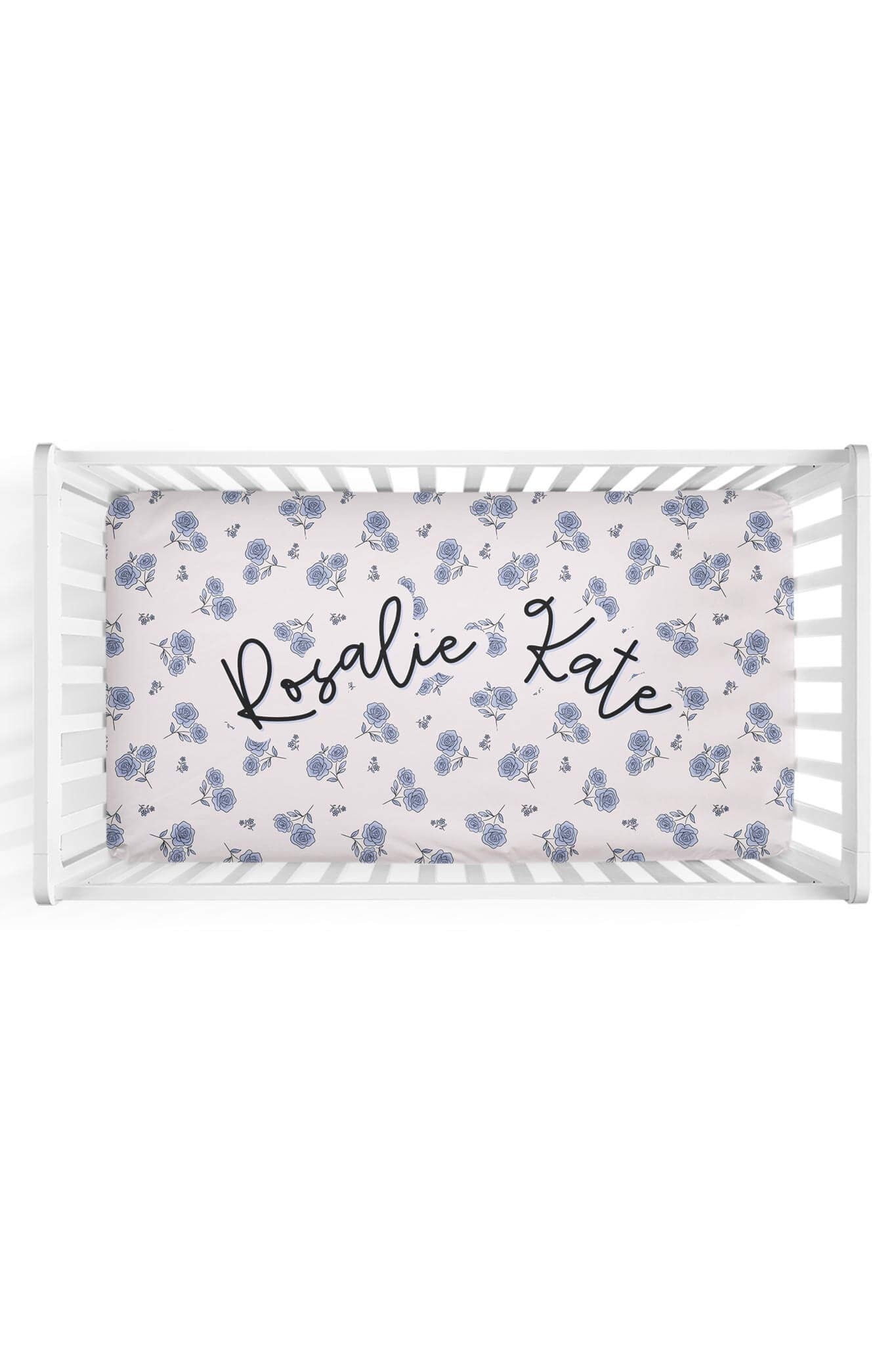 Sapphire Garden Personalized Crib Sheet