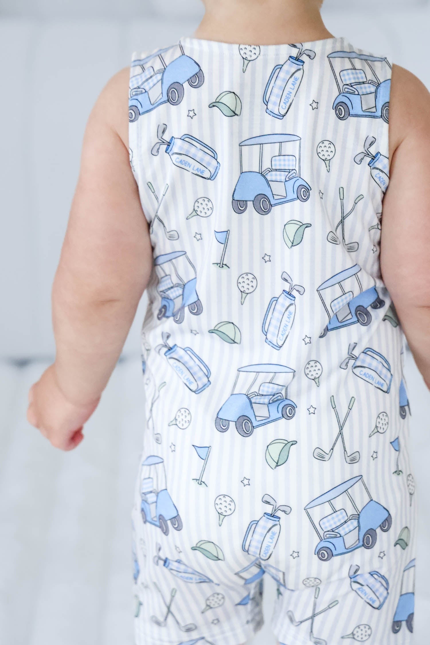 Sleeveless Snap Romper | Caddie Crew Blue