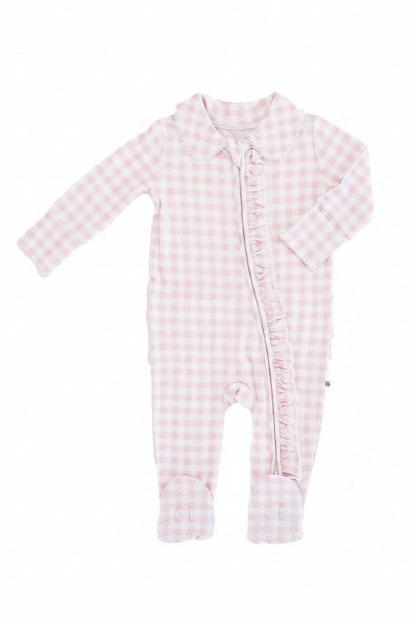 Peter Pan Collar Ruffle Zipper Footie