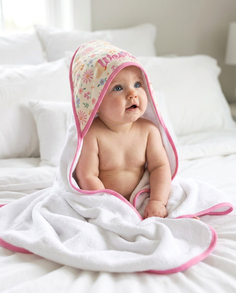 Kids Embroidered Bamboo Hooded Towels