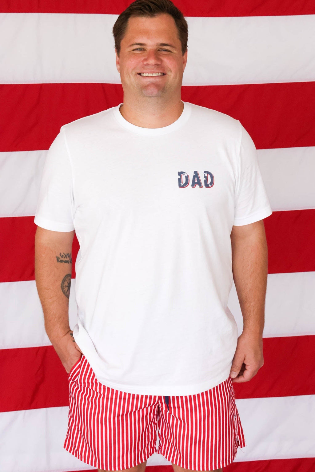 Stars & Stripes Party Dad Graphic Tee | White