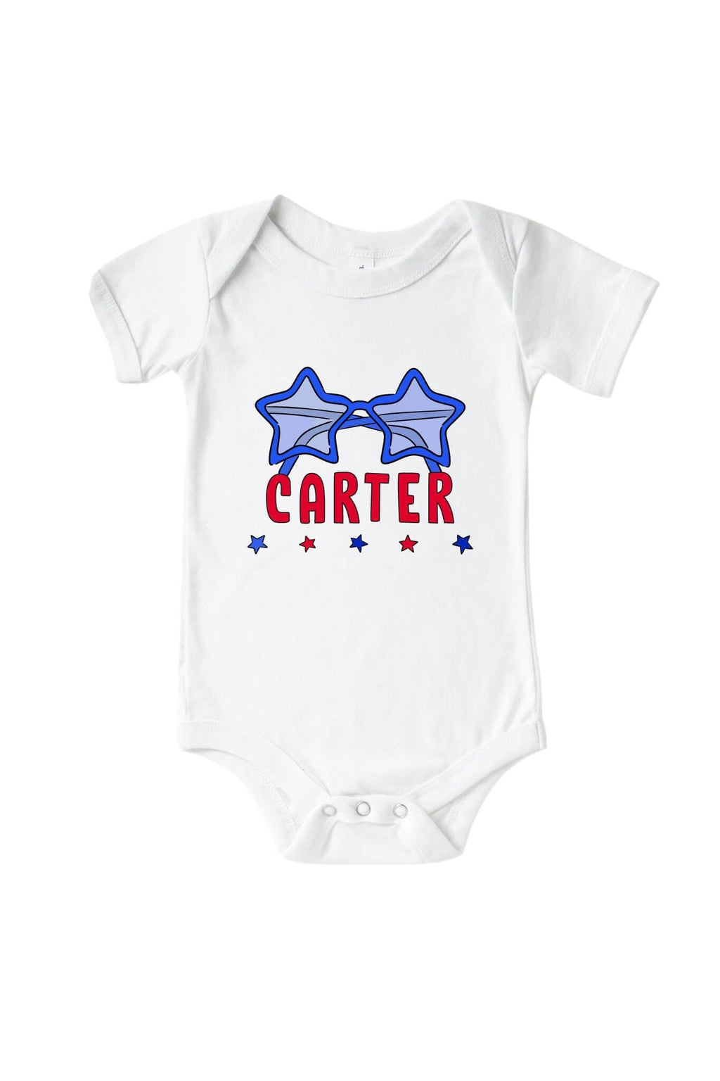 Personalized Red, White & Cool Graphic Bodysuit & Kids Tee | White