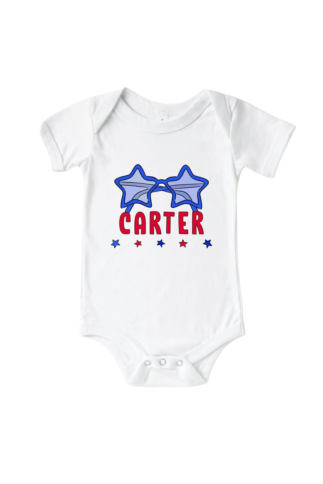 Personalized Red, White & Cool Graphic Bodysuit & Kids Tee | White