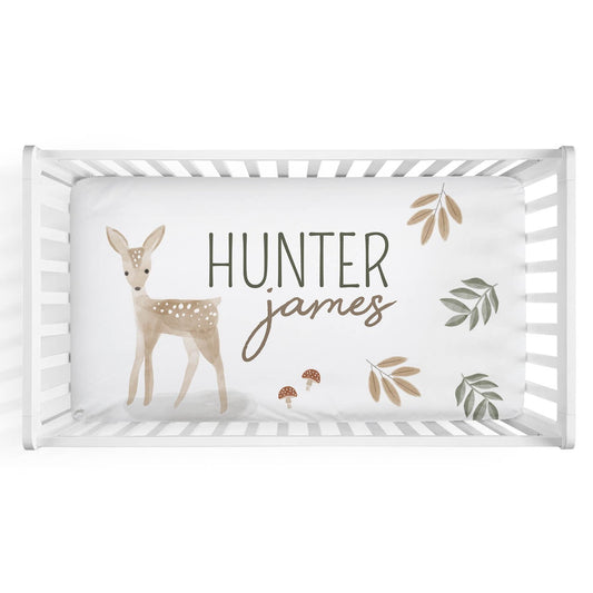 Finley's Fawn Personalized Crib Sheet