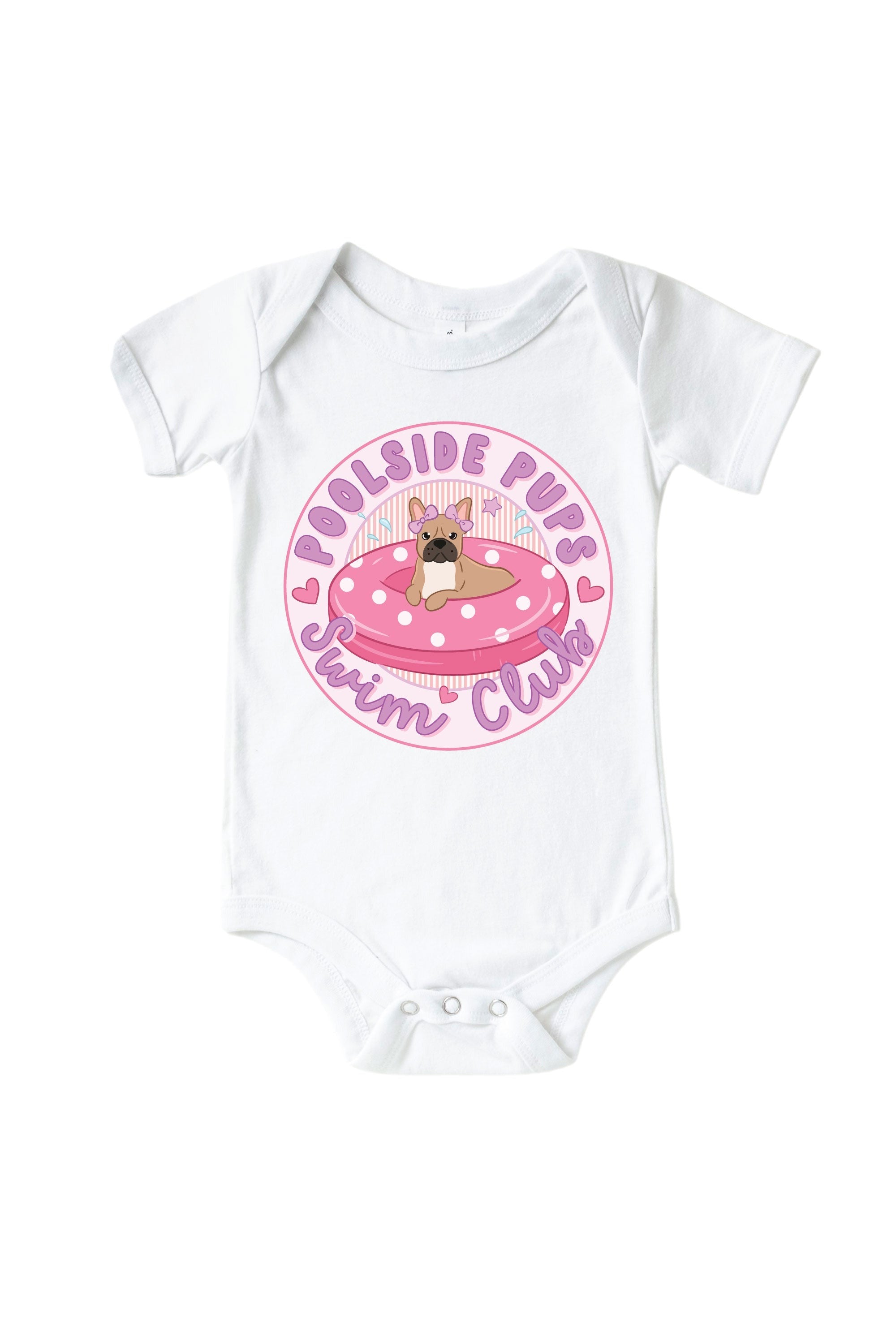 Swim Club Pink Graphic Bodysuit & Kids Tee | White