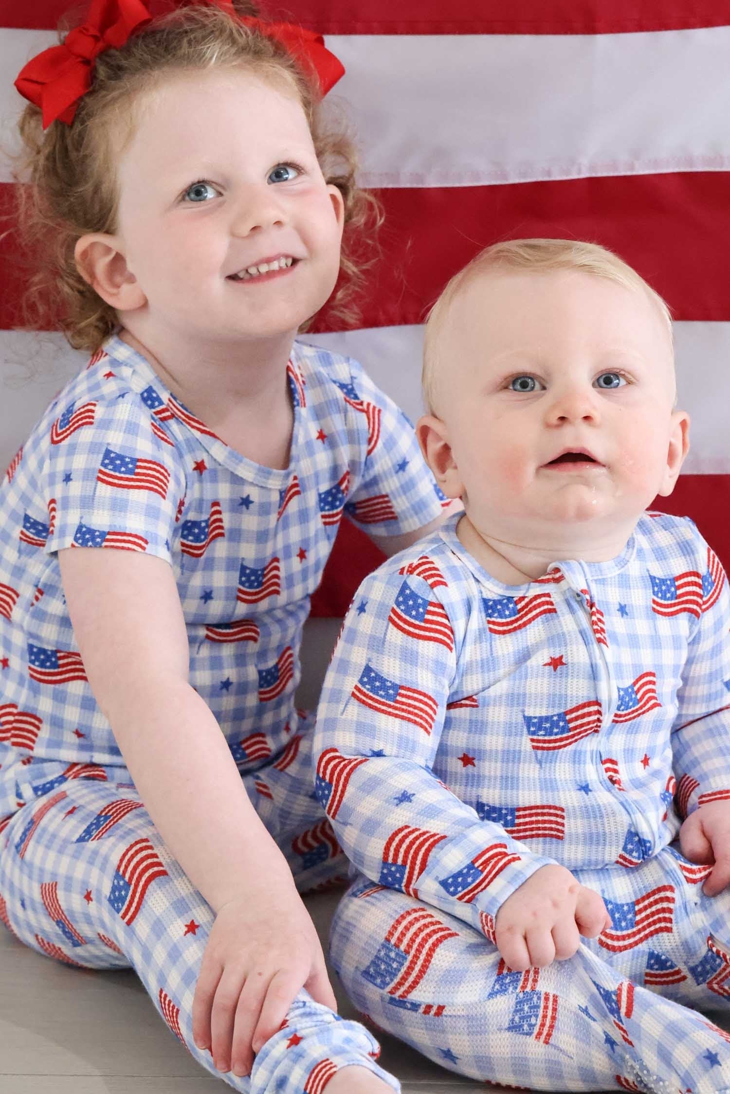 Bamboo Waffle Two Piece Pajama Set | Star-Spangled Picnic