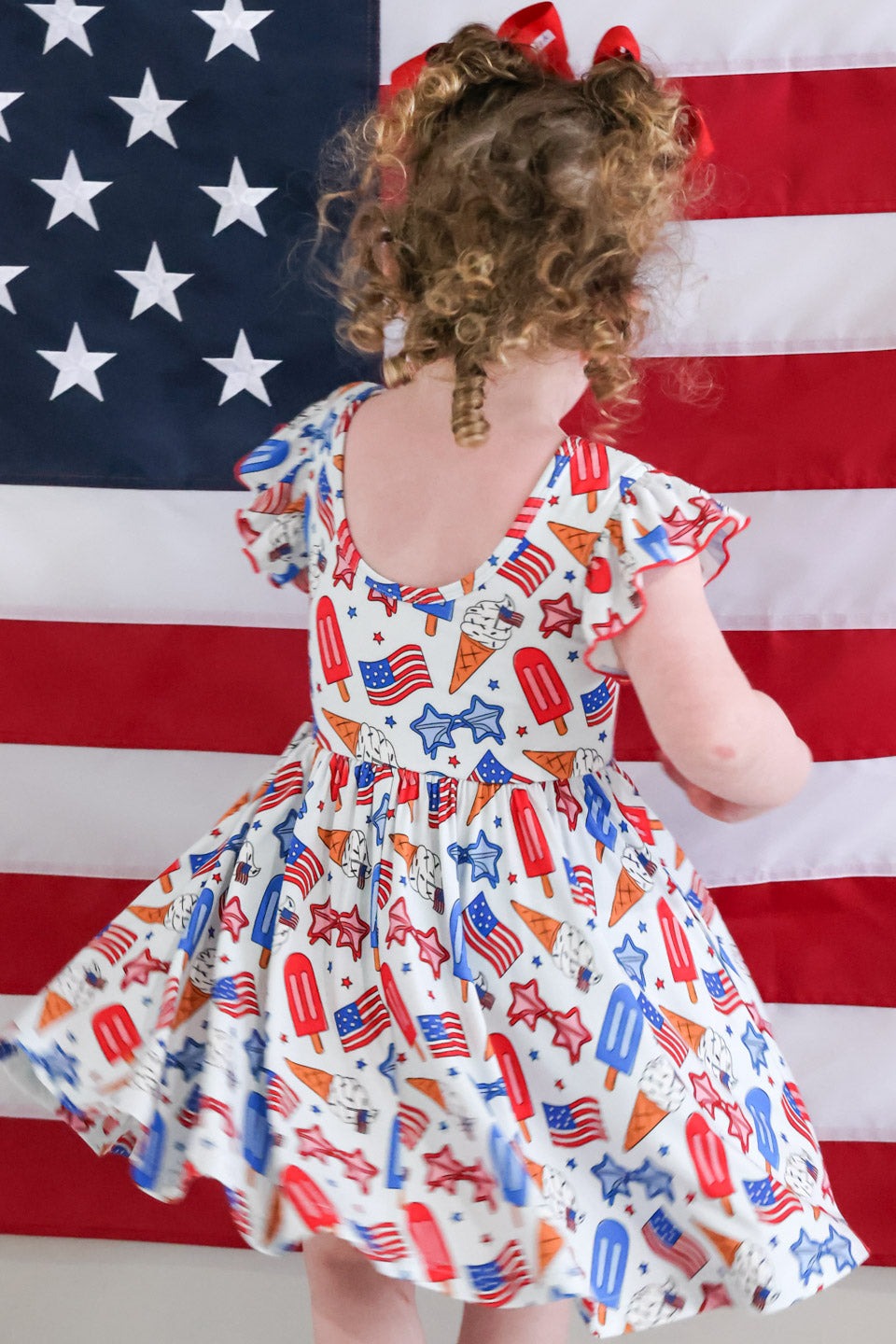 Ruffle Twirl Dress | Red, White & Cool