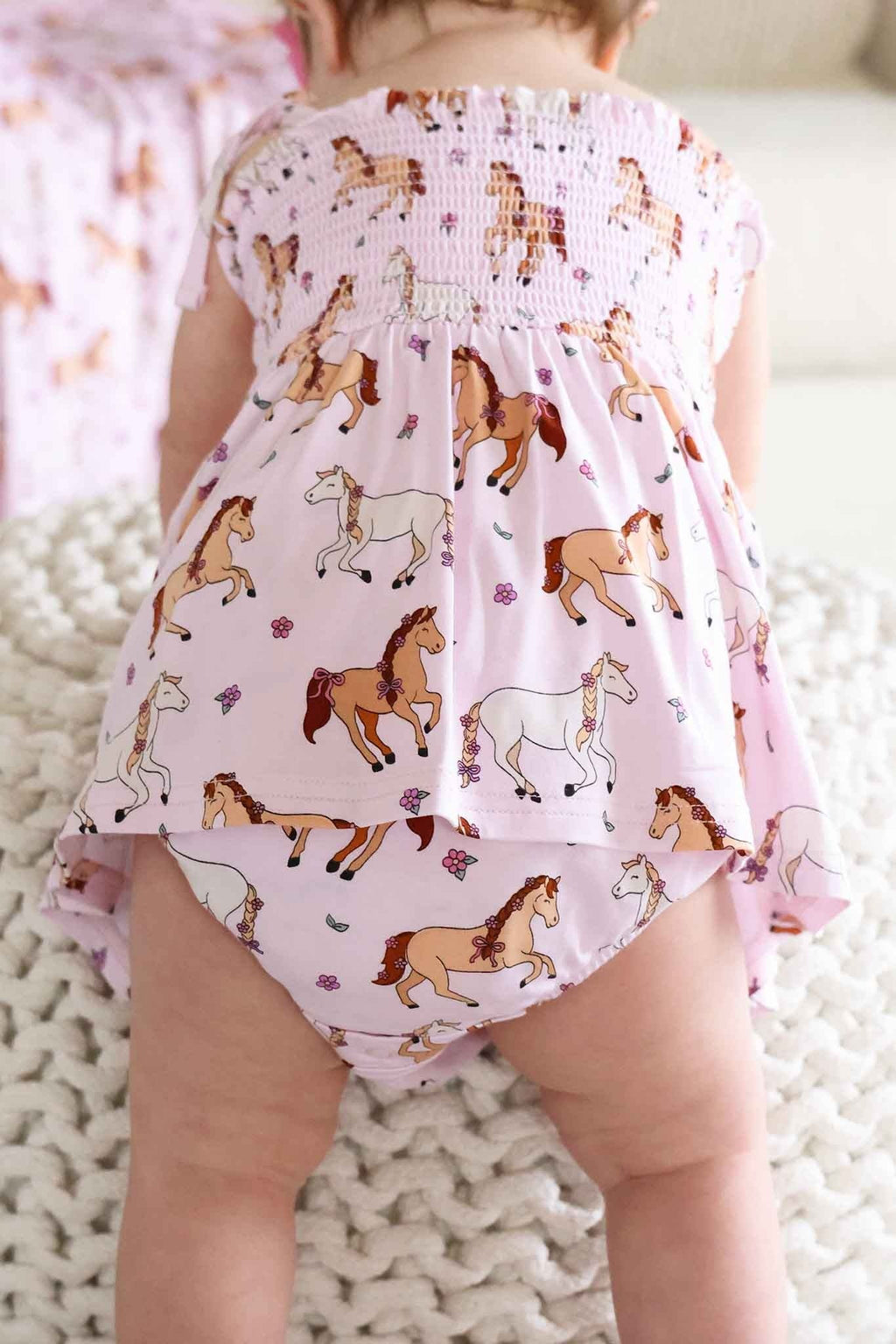 Smocked Twirl Bodysuit | Pony Club Pink