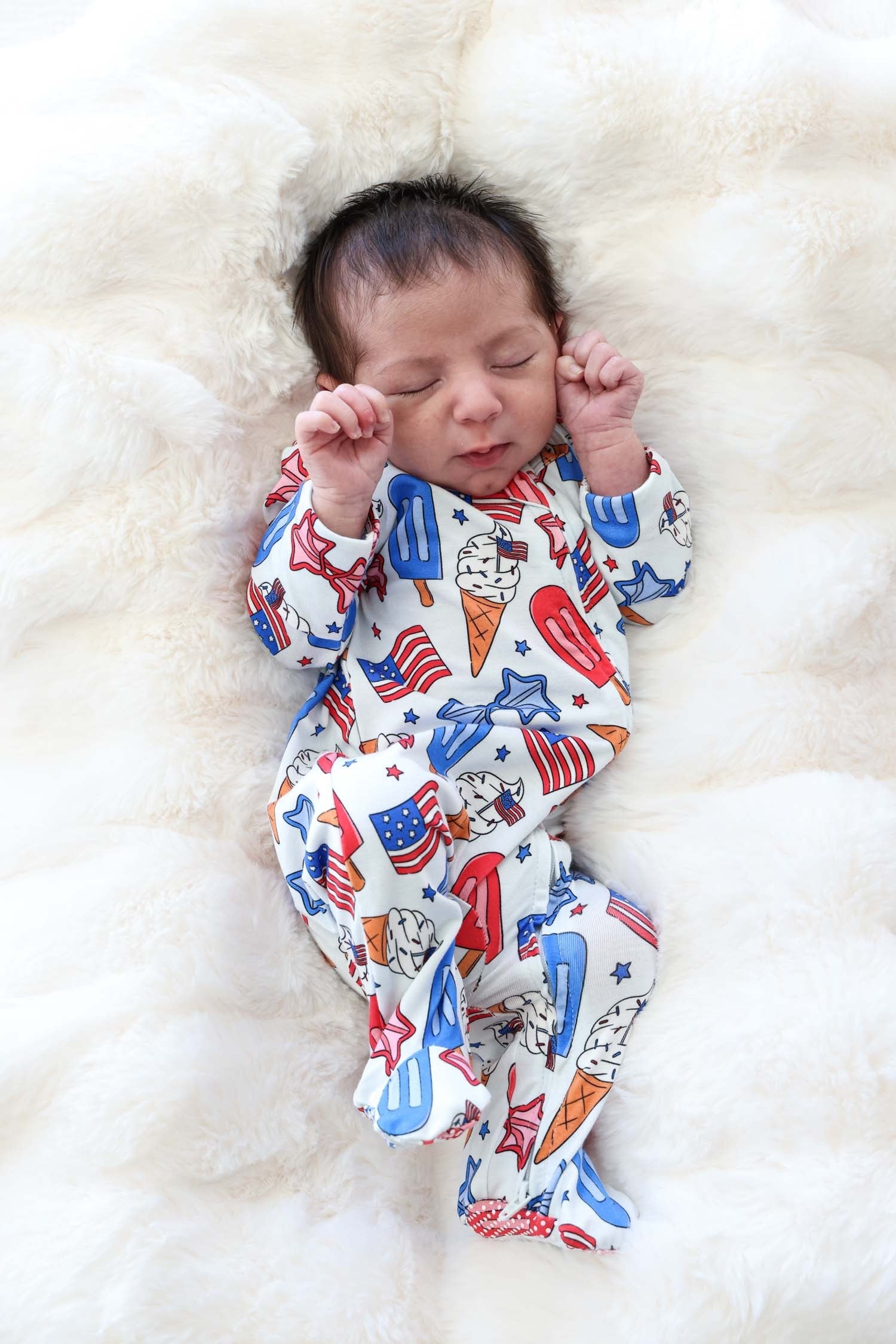 Zipper Footie | Red, White & Cool