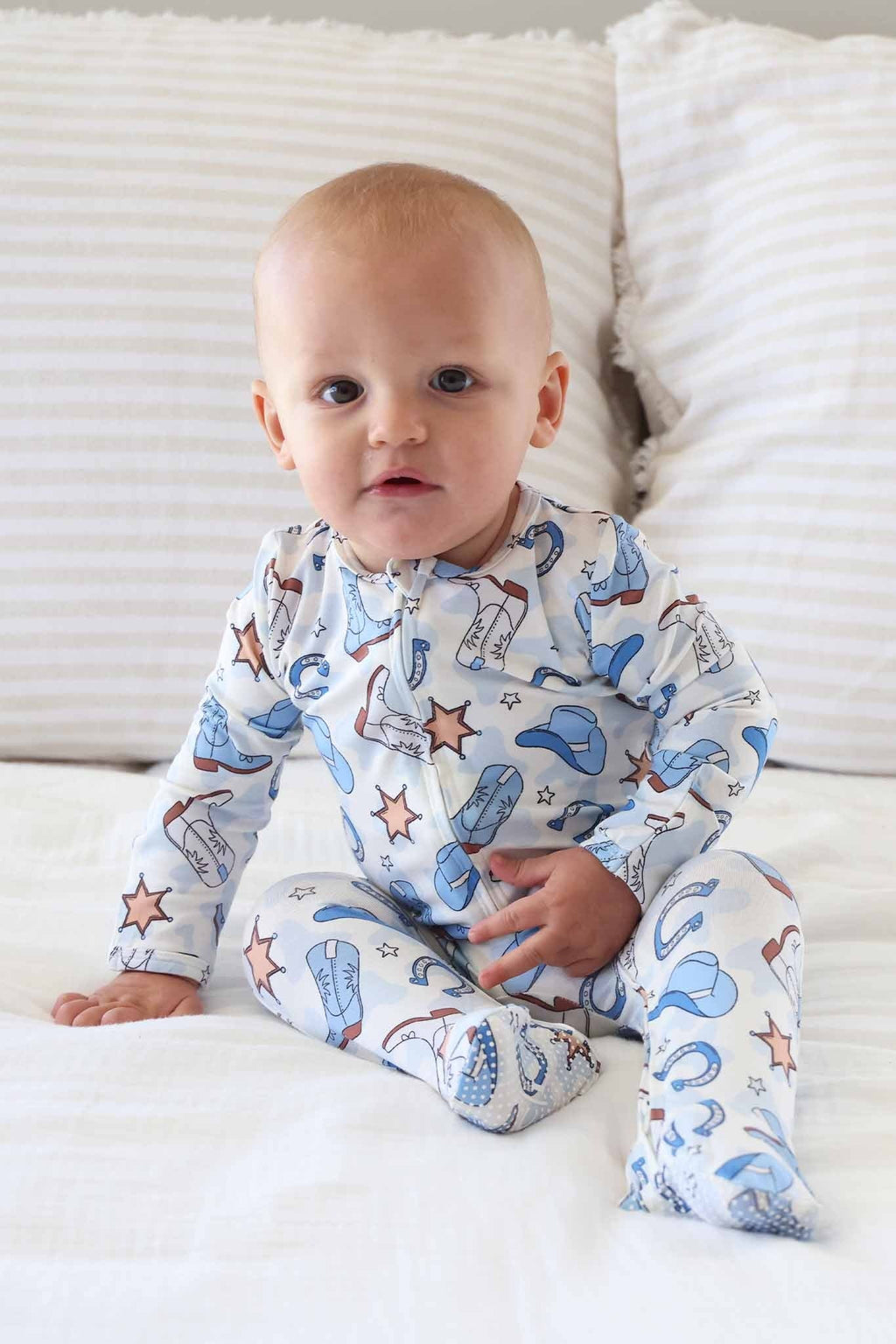 Rodeo Dreams Zipper Footie | Blue