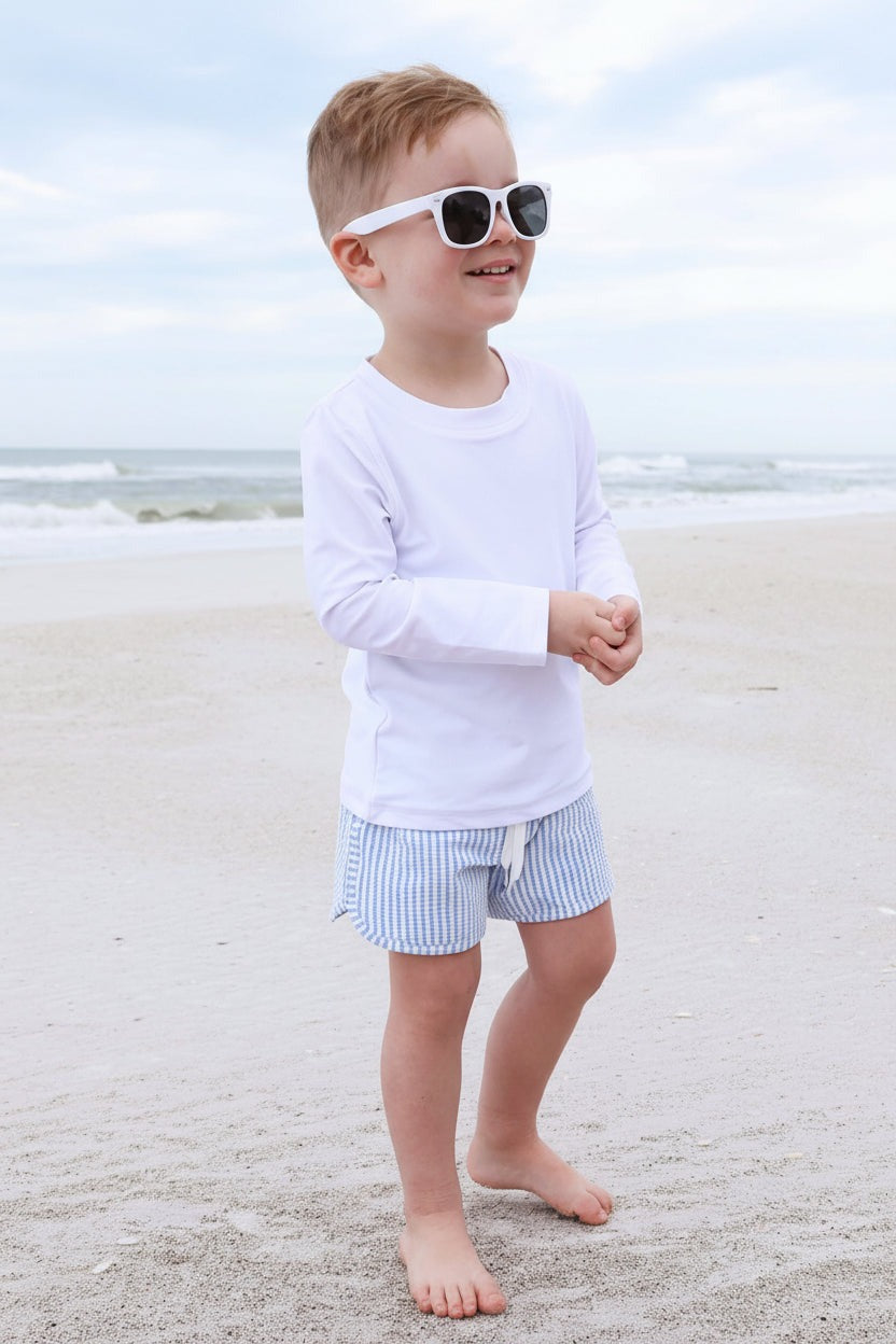 Boy's Swim Trunks | Seersucker Blue