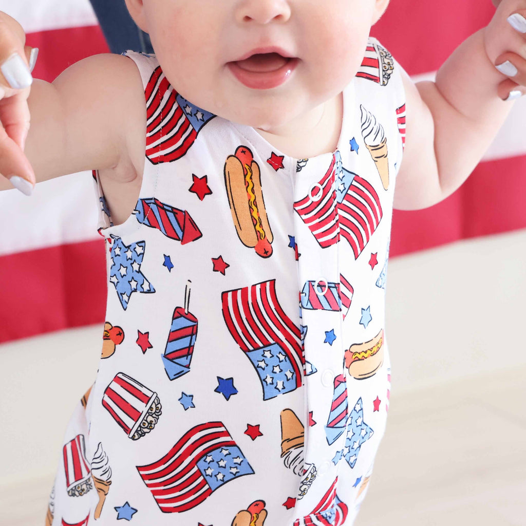 Sleeveless Snap Romper | Party in the USA Fireworks