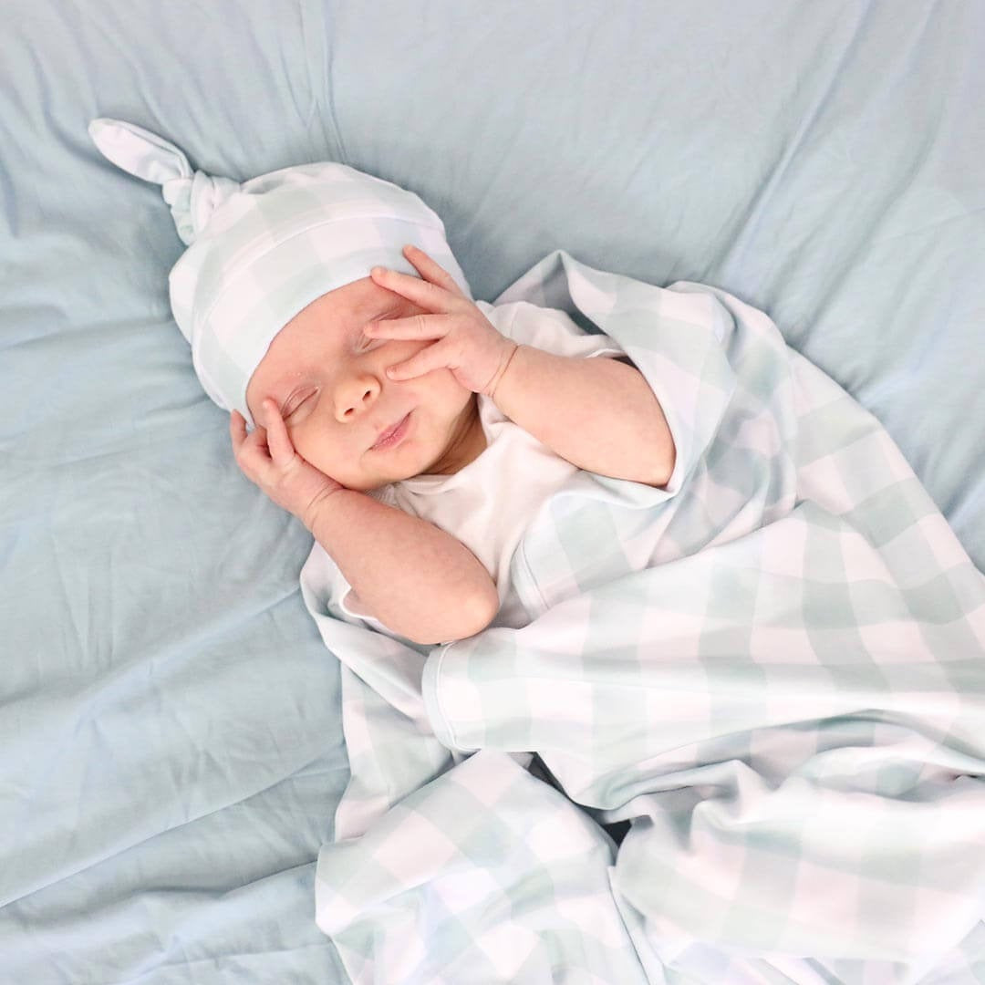 Solid Light Dusty Blue Bamboo Knit Swaddle Blanket